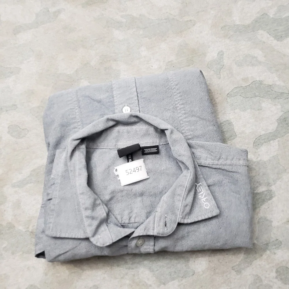 Oakley Shirt Mens XL Gray Long Sleeve Button-Up Preppy